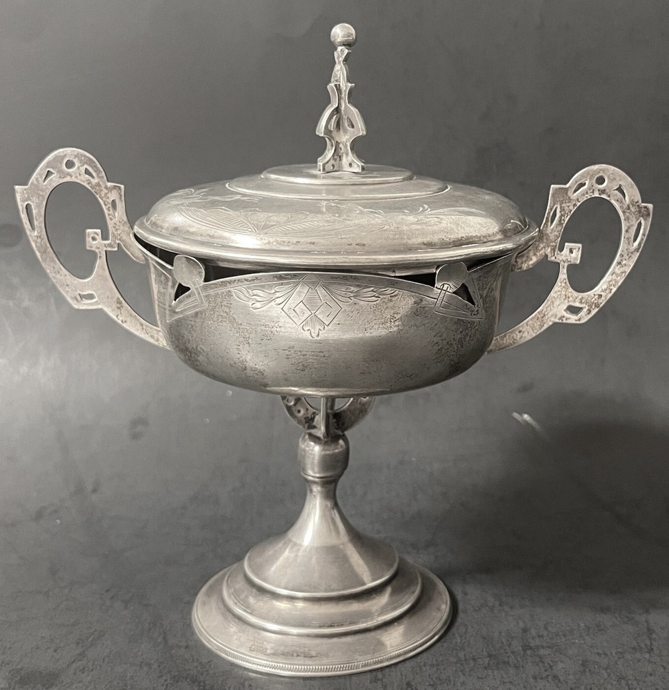 Antique Imperial Russian 84 Silver Footed & Lided Candy DIsh