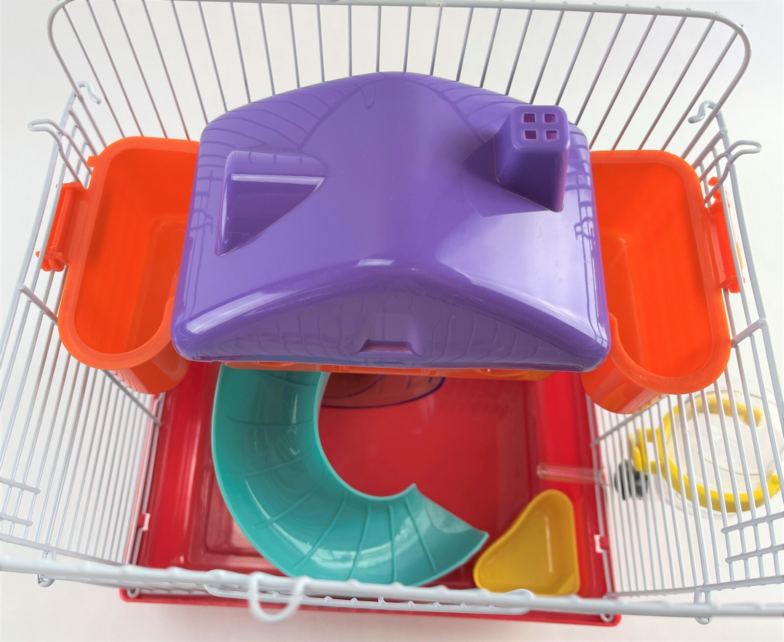 Small Pet Cage Hamster Mouse Rodent House Habitat Double Door Wheel Feeder Tube