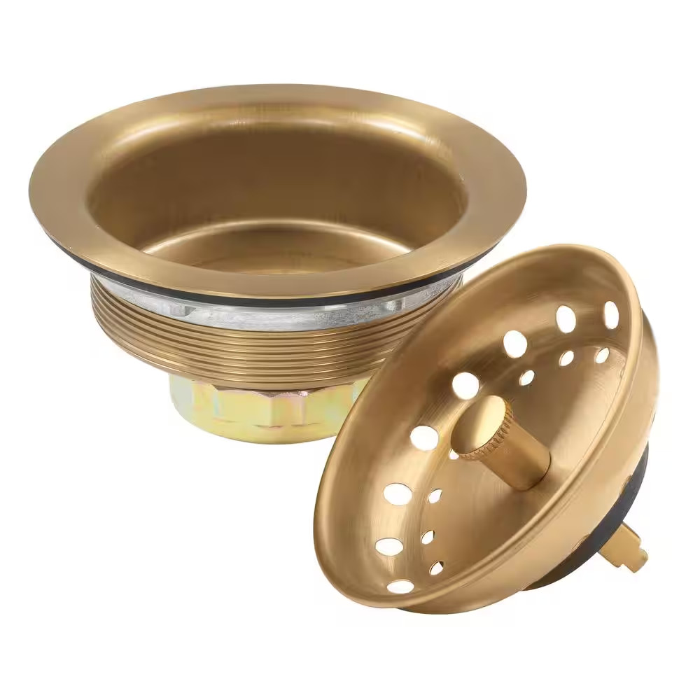 Fixed Post Kitchen Sink Strainer-Brushed with Gold Finish