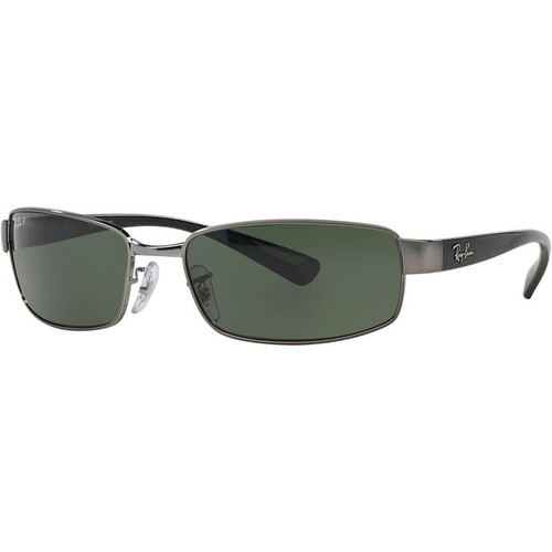 Ray-Ban RB3364 Metal Polarized Rectangular Gunmetal/Polarized Green