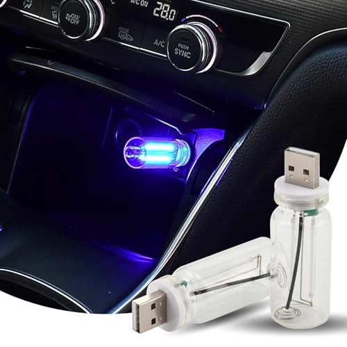 2 PCS Car USB Ambient Lights, Touch Dimmable Car Interior Ambient Lights, Blue