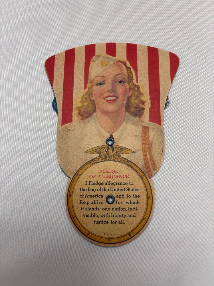 WWII Patriotic tri-fold paper fan