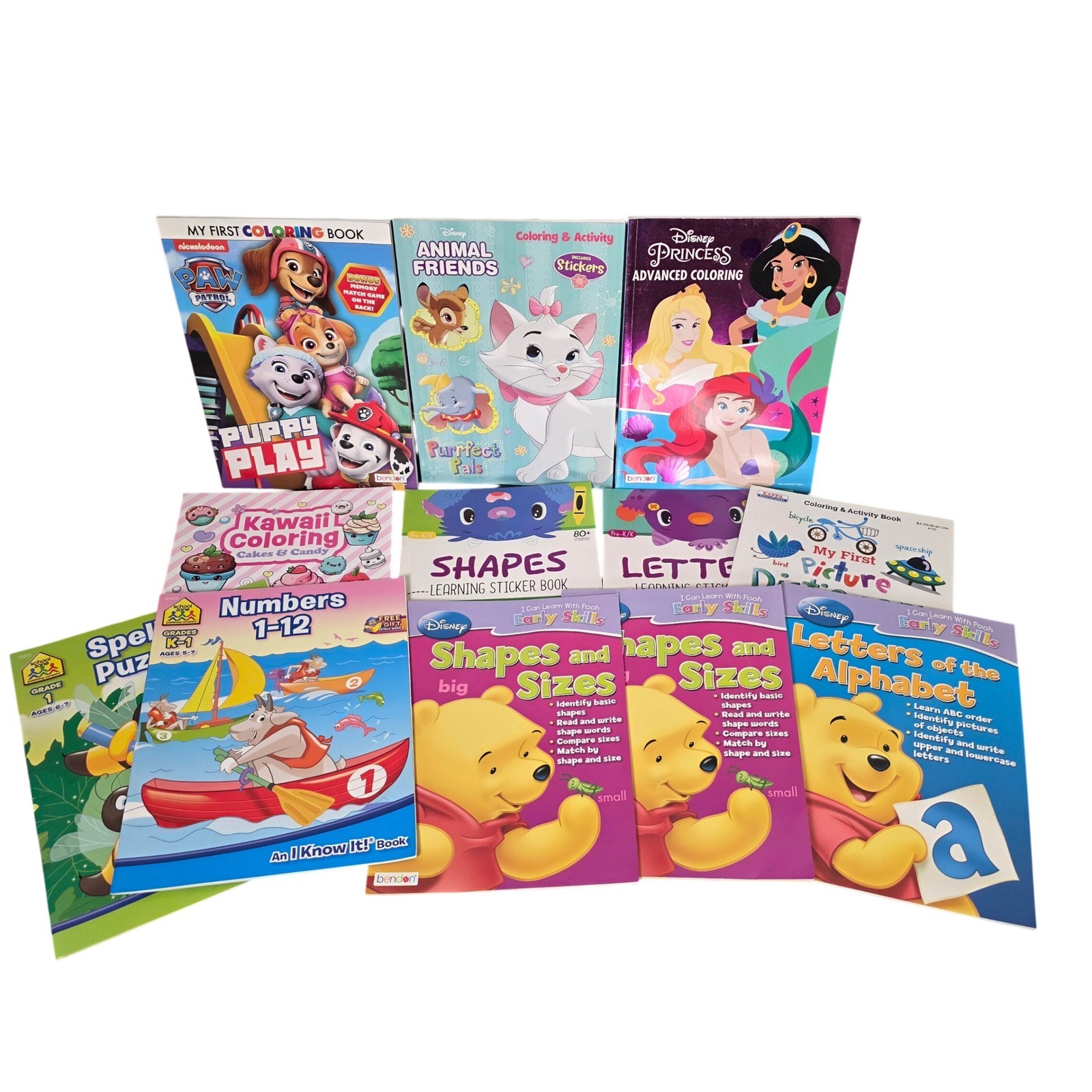Assorted Disney Coloring Activity Book Bundle 12 Books Paw Patrol Kawaii