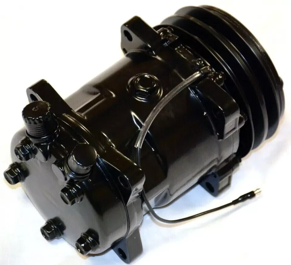 Small Block Chevy 508 Black A/C Air Conditioning Compressor & RAW Bracket LWP DS