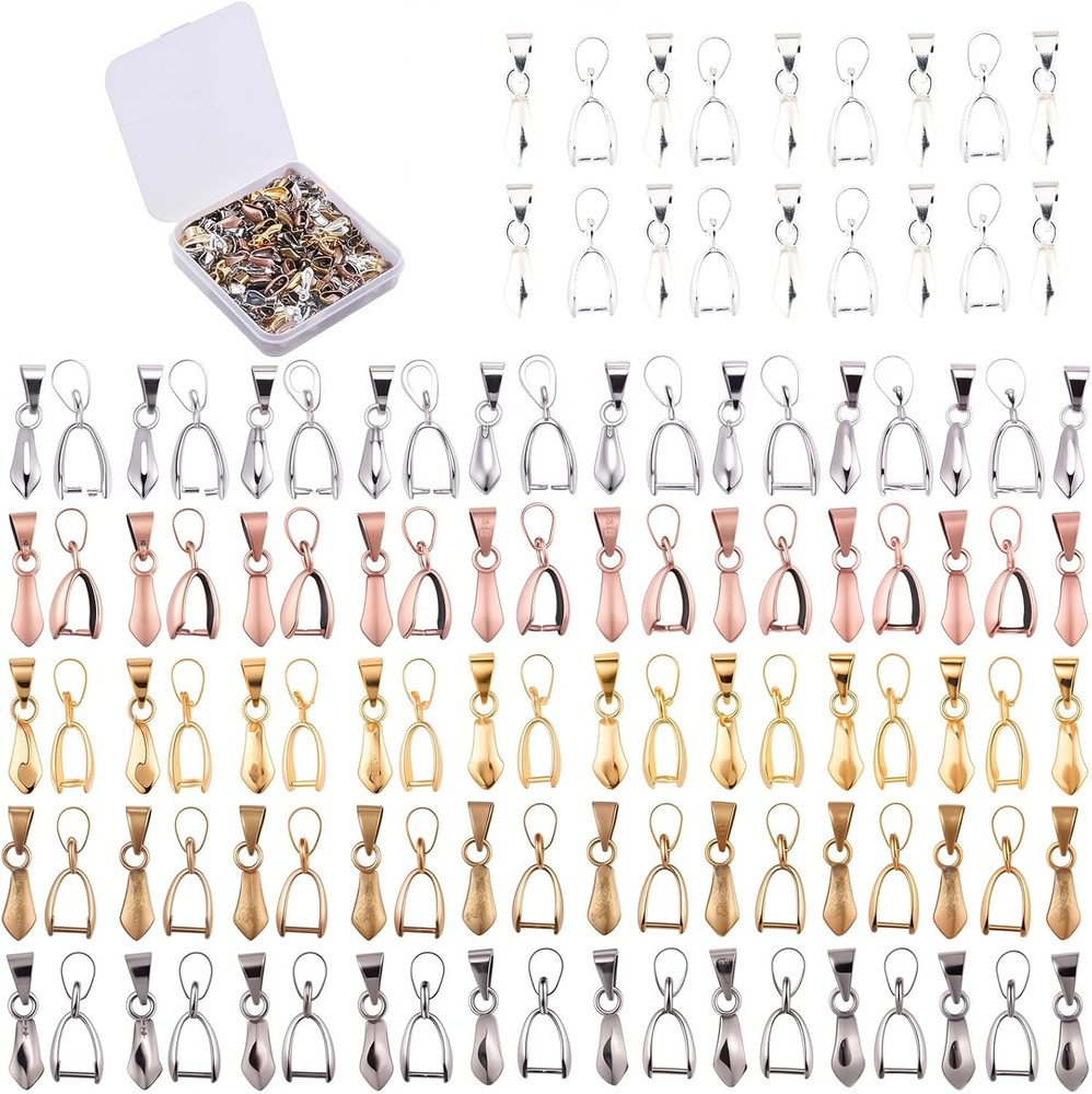 Pinch Bails Bulk 120pcs Snap On Dangle Loop Bead Connector Jewelry Craft