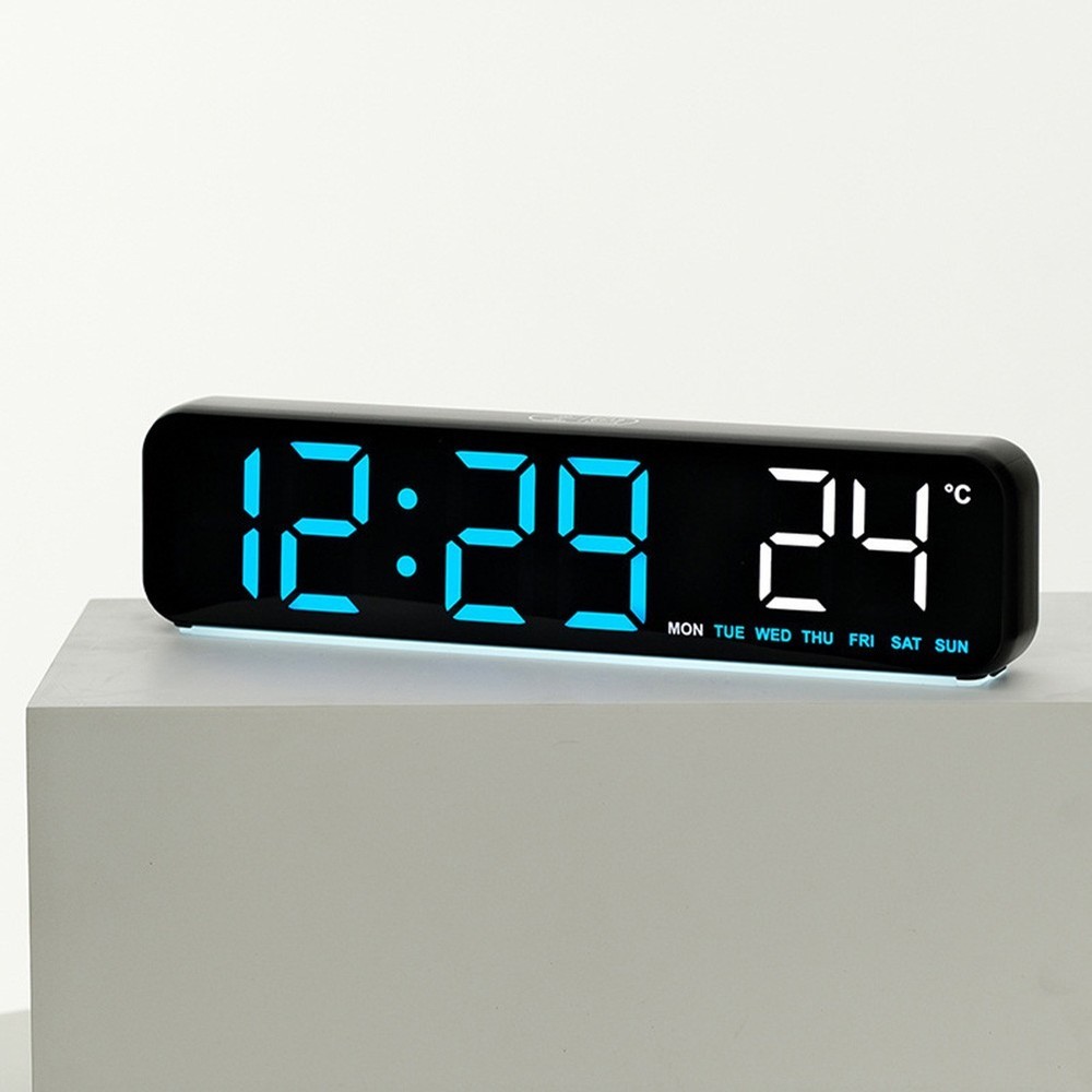 LED Digital Clock with Temperature Display Manual Brightness Adjustment Timer