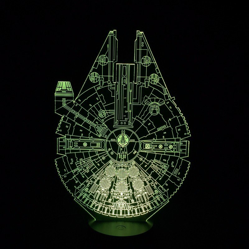 Millenium Falcon 3D Illusion Lamp, 7 Colors Changing, USB Powered