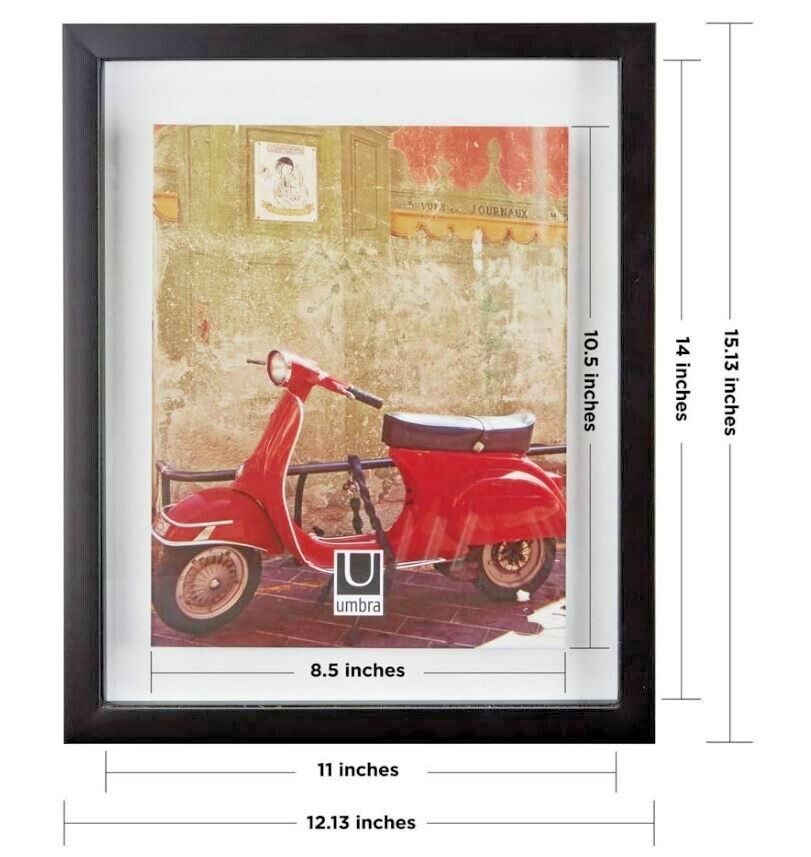 Umbra Large Document Frame, Display Photos or Artwork 11" x 14", Black
