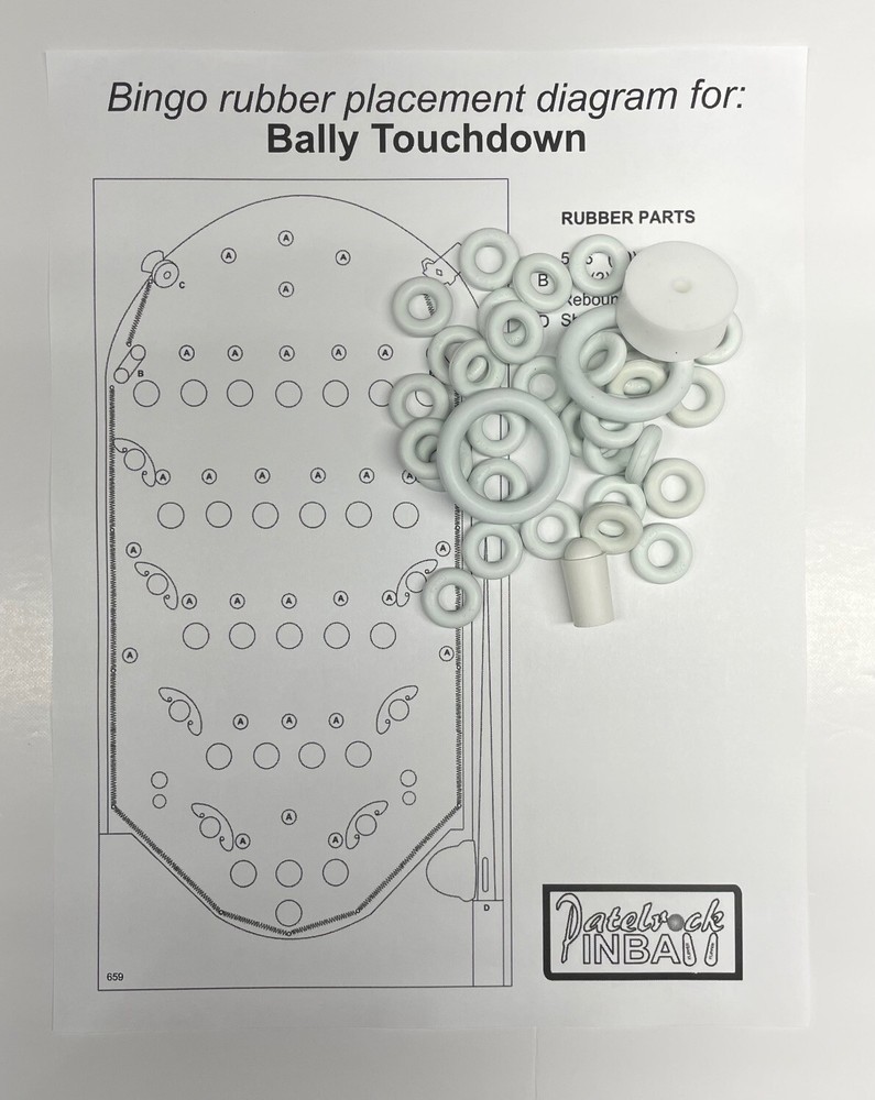 1960 Bally Touchdown Pinball / Bingo Machine Rubber Ring Kit