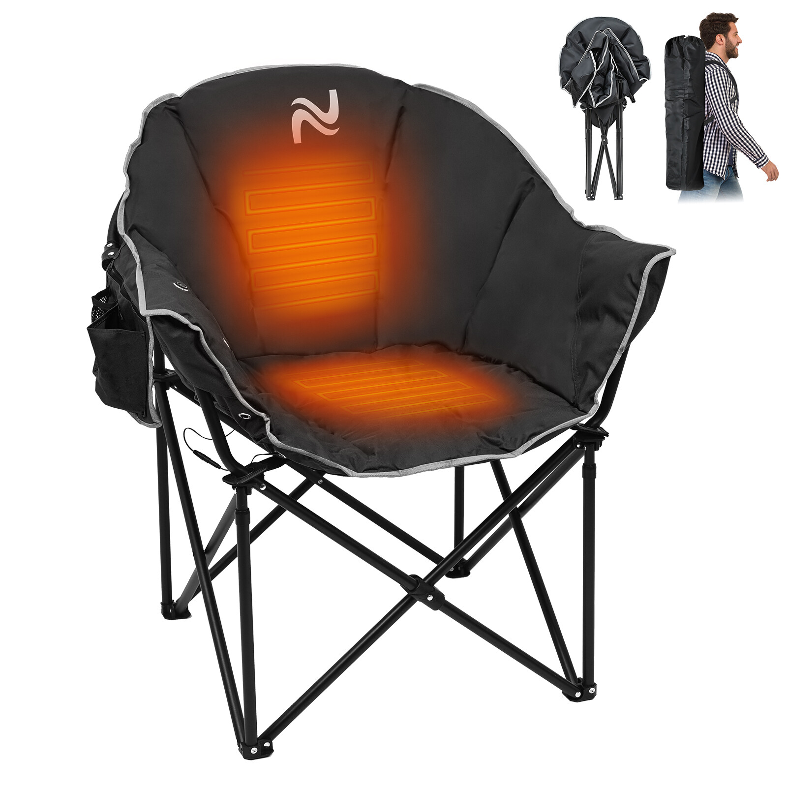 SLSY Oversized Heated Camping Chair Patio Lounge Chairs with 20000mAh Power Bank