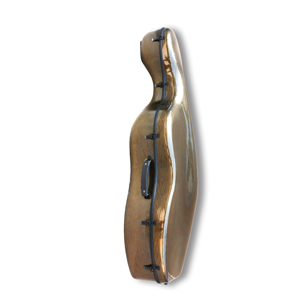 4/4 Cello Hard Case - Carbon Fiber, Brown, with Wheels & Embedded Handle