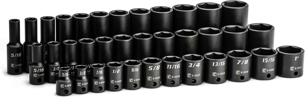 Capri Tools 3/8 in.Drive Shallow,Semi-Deep & Deep Impact Socket Set,SAE,36-Piece