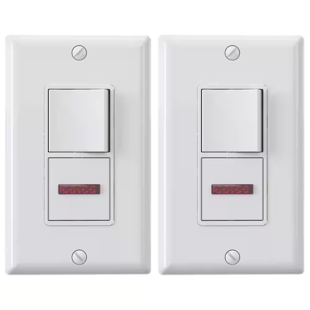 15 Amp Decorator Combination Single Pole Rocker Switch with Pilot Light, Wall Pl