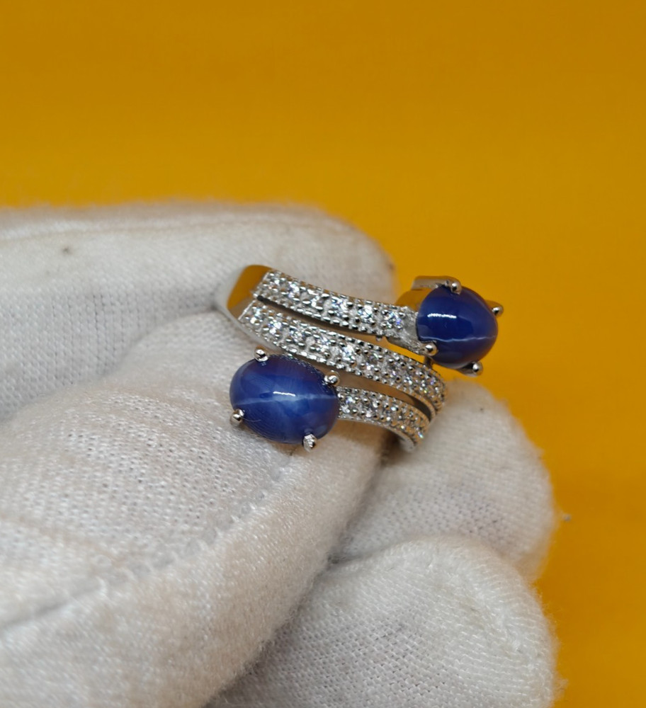 Blue Lindy Star Ring 925 Sterling Silver Lab Created Handmade Silver Ring