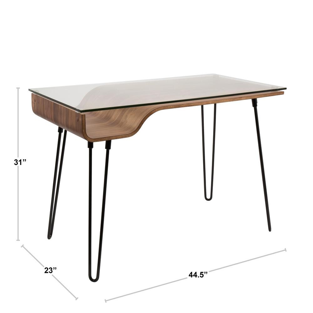 Walnut, Clear, Black Avery Desk