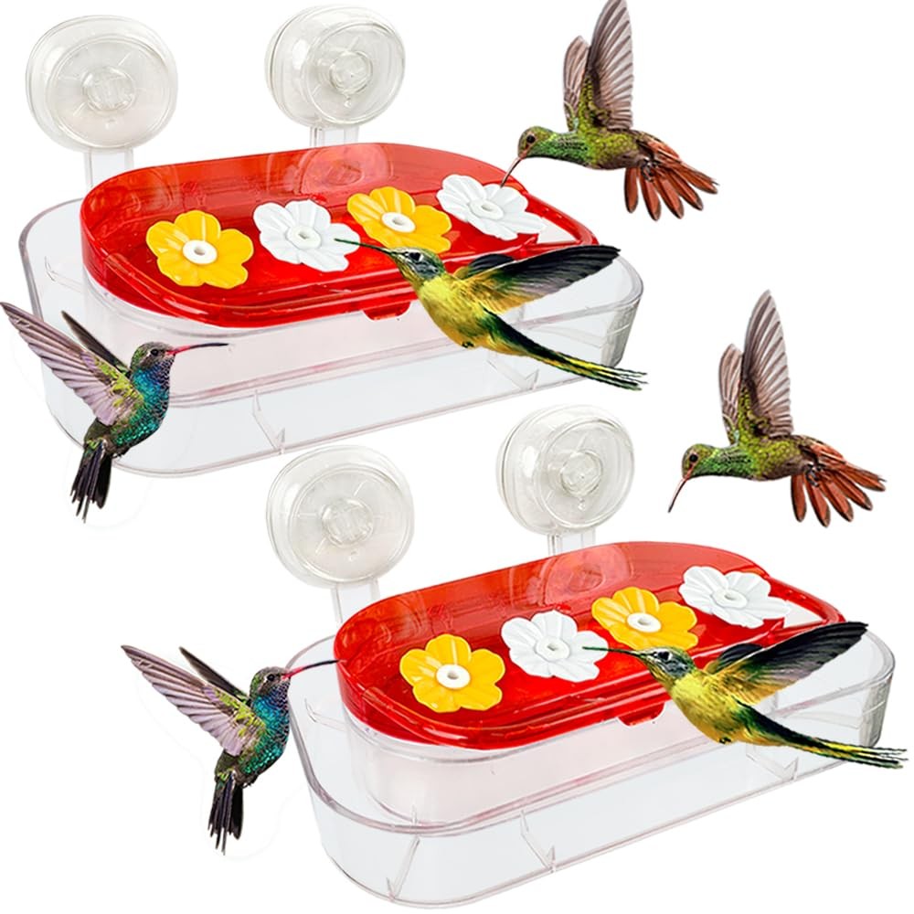 2 Pack Window Hummingbird Feeder, Feeder with Strong Clear