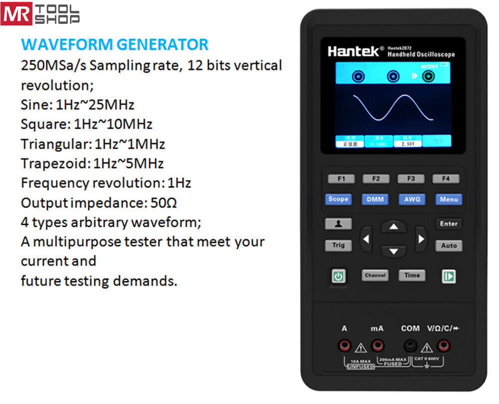 Hantek Handheld Oscilloscope Multimeter Waveform Generator 2D42 2D72 2C72 2C42
