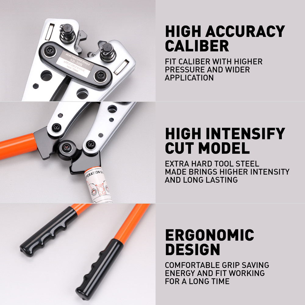 Cable Lug Crimping Tools Hand Electrician Pliers Crimper Wire Cable 6-50mm² 10-0