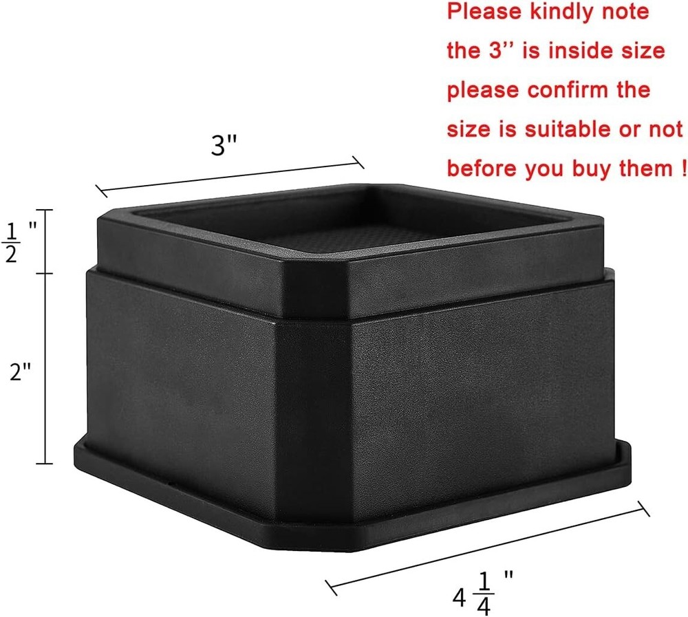 4 Bed Risers 2 Inch Heavy Duty Durable Plastic Unbreakable with Pillar Reinforce