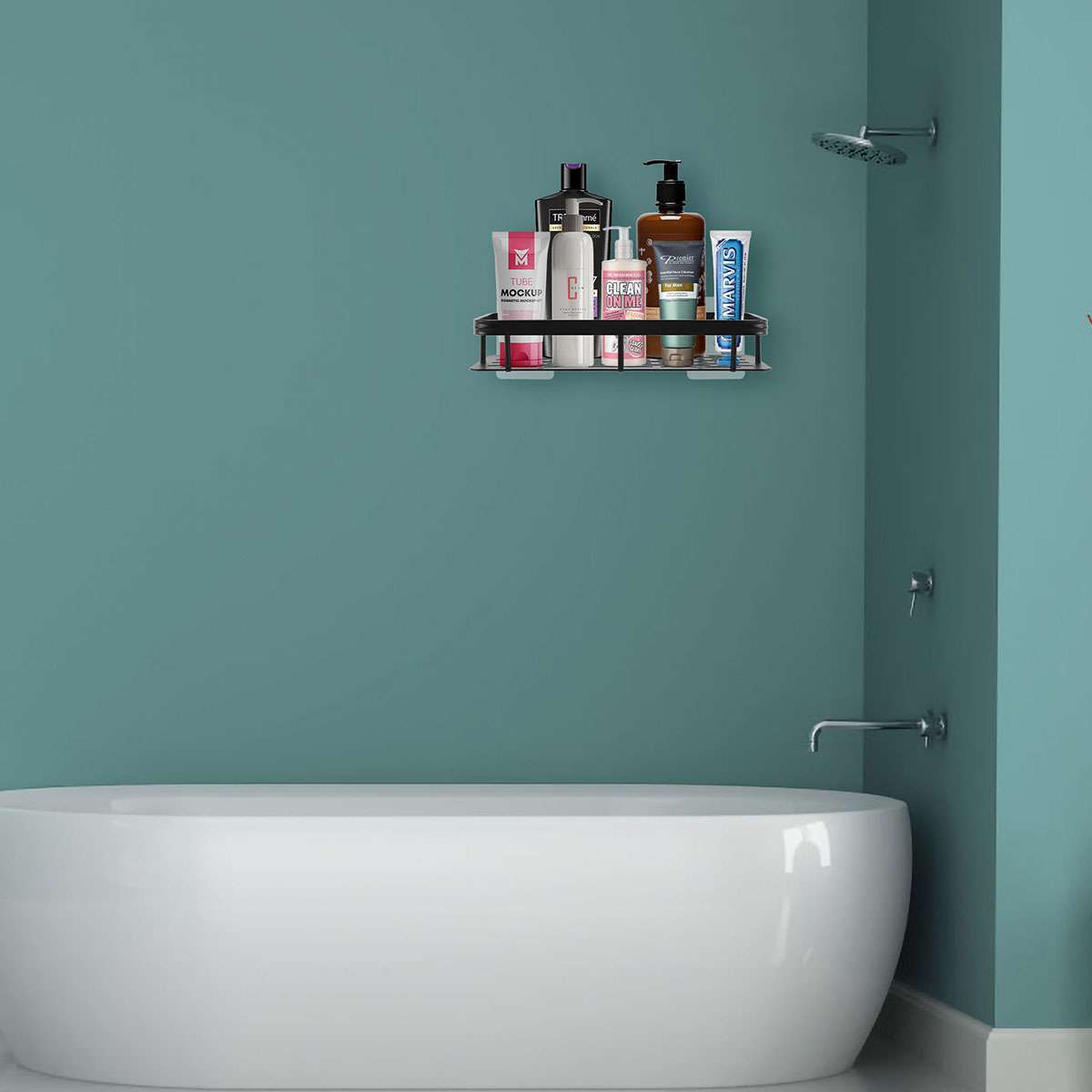 Wall Mount Bathroom Shower Caddy Shelf Rack Storage Basket for Shampoo Soap USA