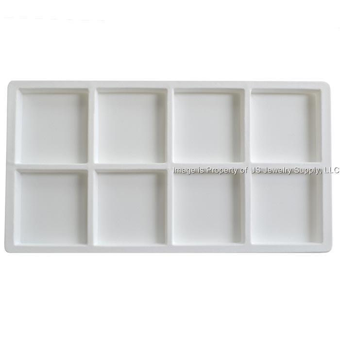 Grained Leatherette Wood Solid Top Lid White 8 Space Collectors Display Case