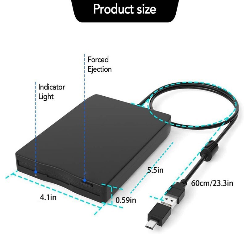 External 3.5" 144MB Floppy Disk Drive Portable USB Floppy Reader