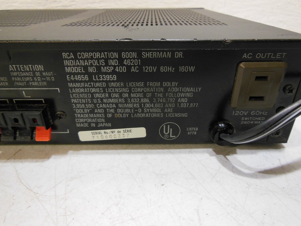 Vintage RCA MSP 400 Surround Processor 160W - Read Description