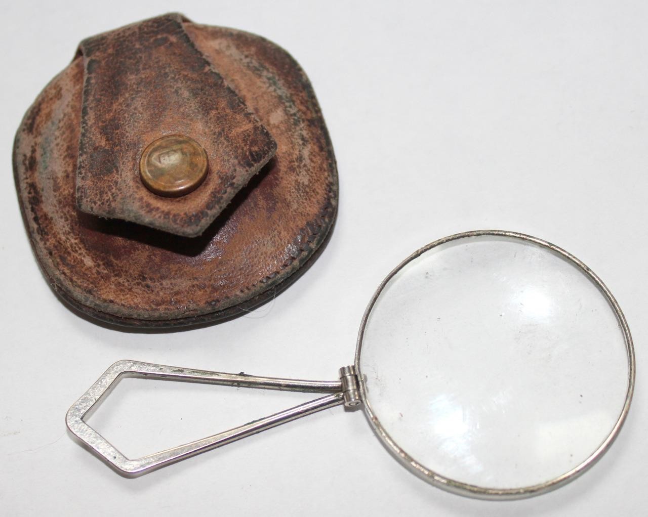 c.1920s Bausch & Lomb Folding Pocket Magnifier with Original Marked B&L Case