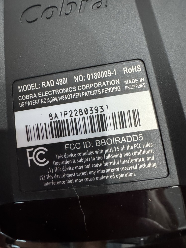 Cobra RAD 480i Radar/Laser Detector