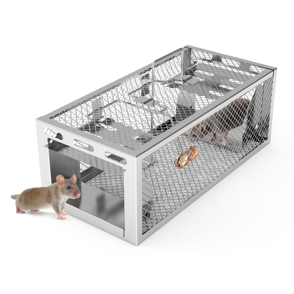 2Pack 2-Door Humane Rat Trap Automatic Continuous Mouse Trap Garden Animal Cage