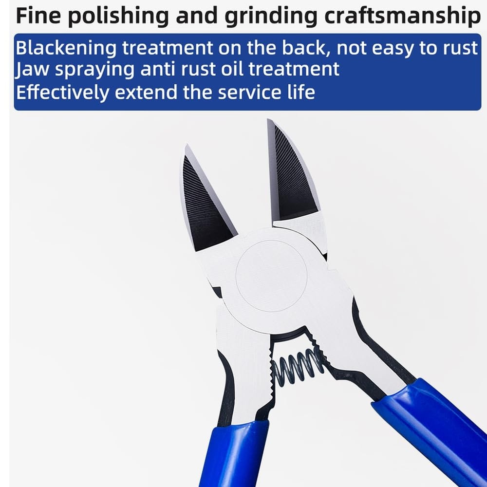 Wire Cutters, 5 Inch Precision Diagonal Cutters, Spring Loaded Side Cutting P...