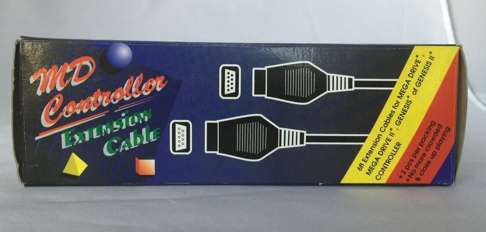 New Sega Genesis and Mega Drive Controller Extension Cable (2 pcs per Pack)