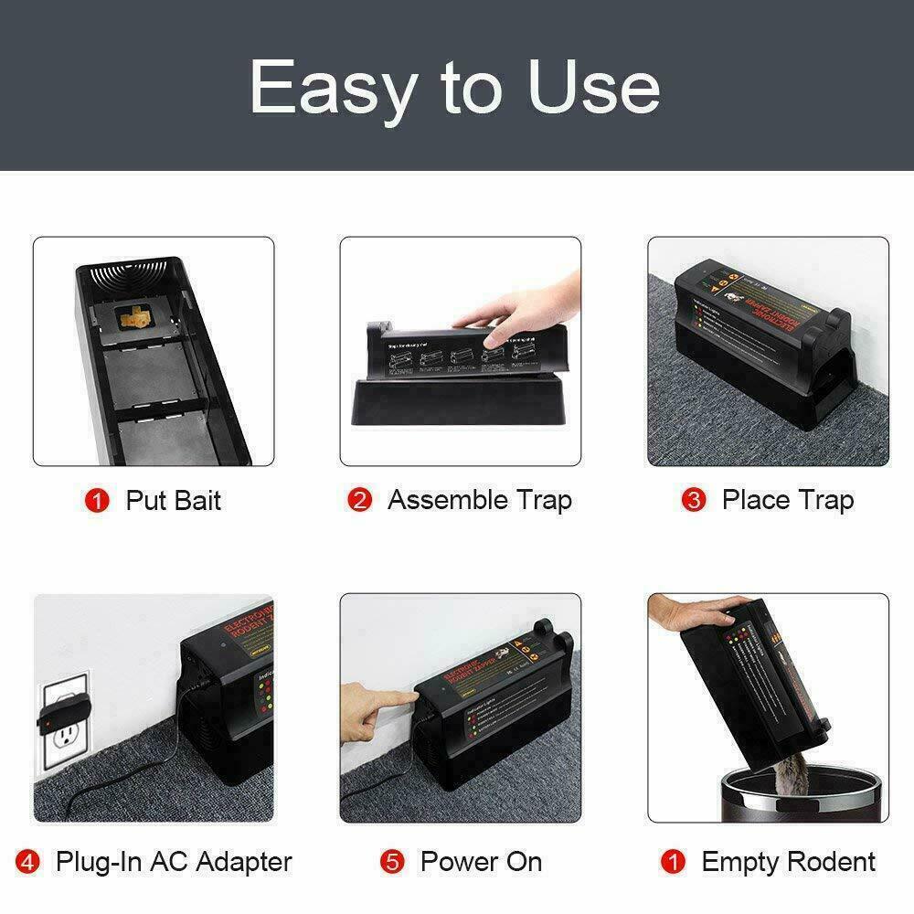 3PK Electronic Mouse Rat Trap Pest Control Electric Rodent Zapper Home Garden