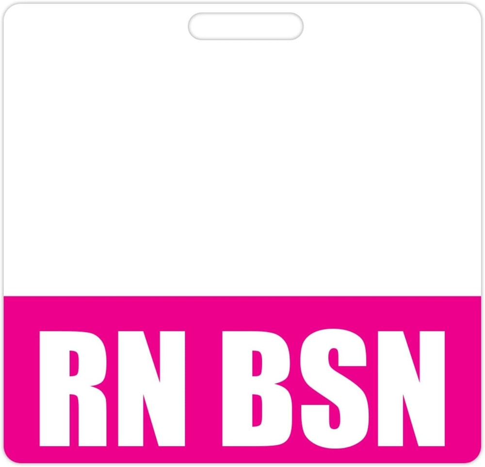 Pink RN BSN Badge Buddy - Durable Double-Sided ID Tag for Nurses