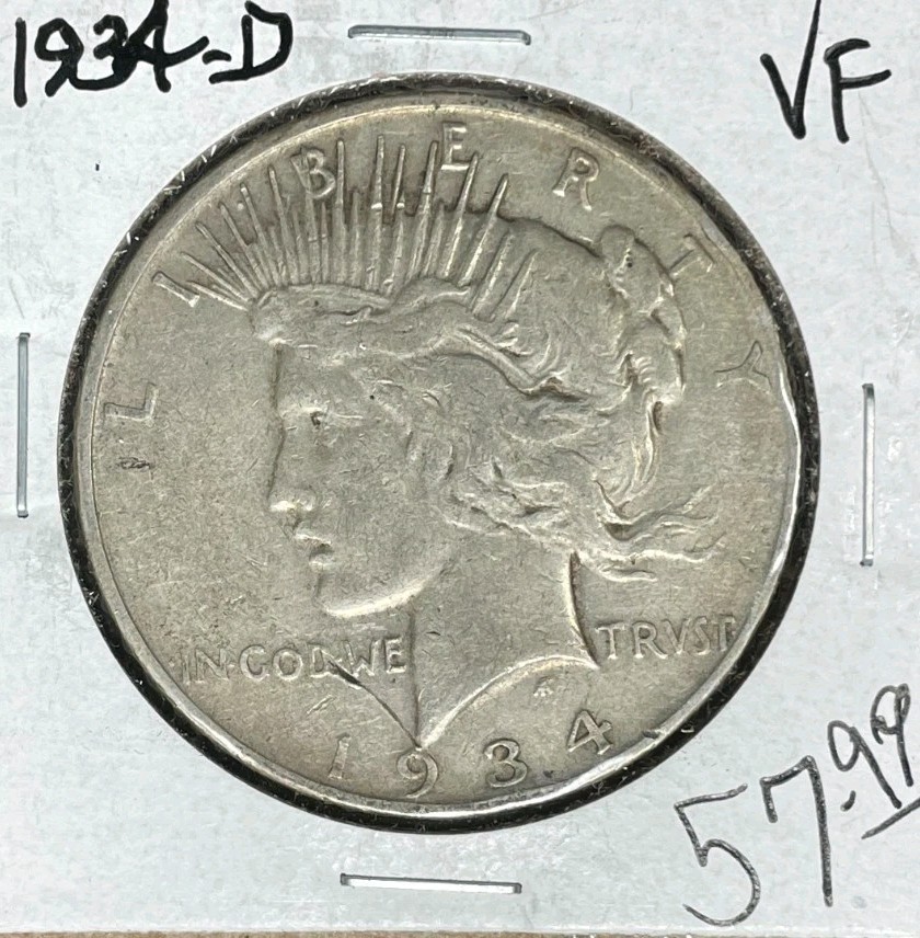 1934-S PEACE SILVER DOLLAR ~ VF ~NICE COIN~