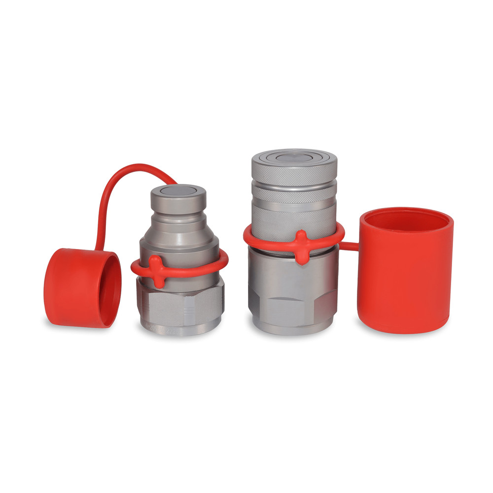 1″ Flat Face Hydraulic Quick Couplers Set - 1-1/4″ SAE Thread
