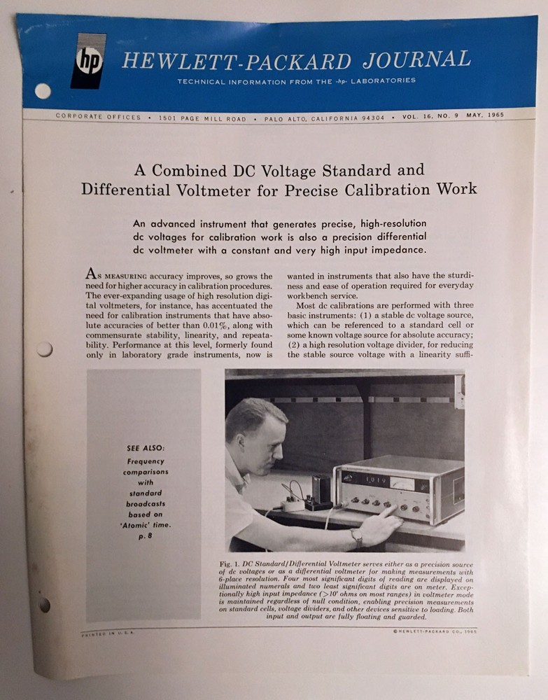 Hewlett-Packard Journal Vol.16 #9 May, 1965