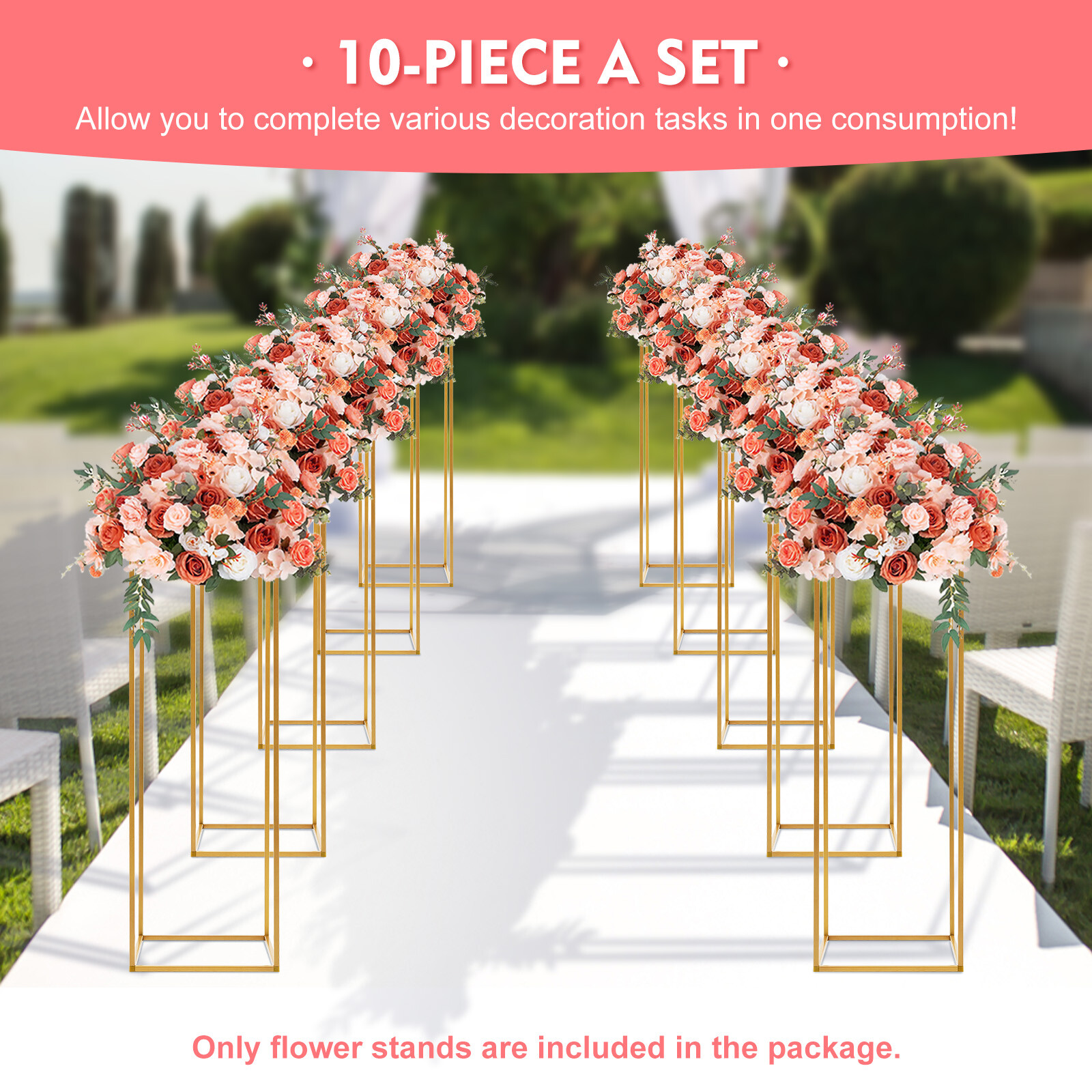 10PC  31.5 in Tall Gold Metal Flower Stand for Wedding Table Centerpieces GOOD