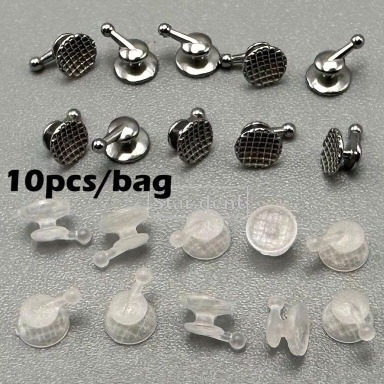 Dental Orthodontic Ceramic Lingual Buttons Aesthetic Bondable Button Hook Metal