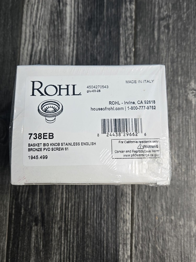 Rohl 738EB 3-1/2" Basket Strainer NEW SEALED