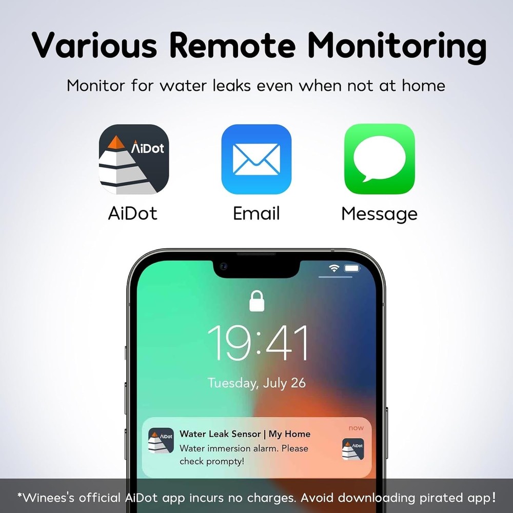 Real-Time WiFi Leak Sensor with Adjustable Alarm & Email Alerts - Compact Design