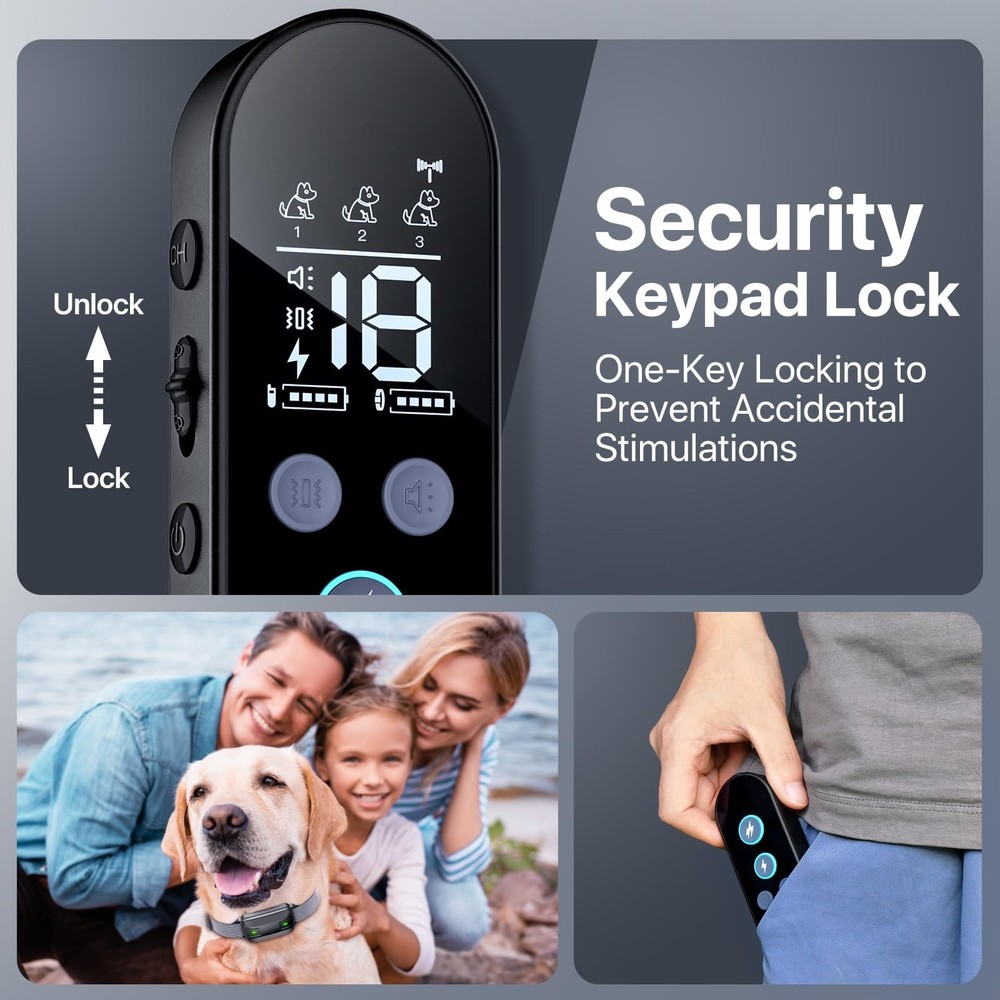Dog Shock Collar with Remote Control, Dog Training Collar for Large Medium Do...