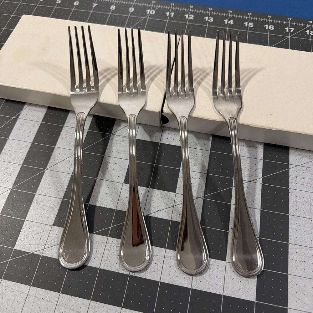 Cambridge GRANDE (4) Dinner Forks Rimmed Stainless Flatware Replacements