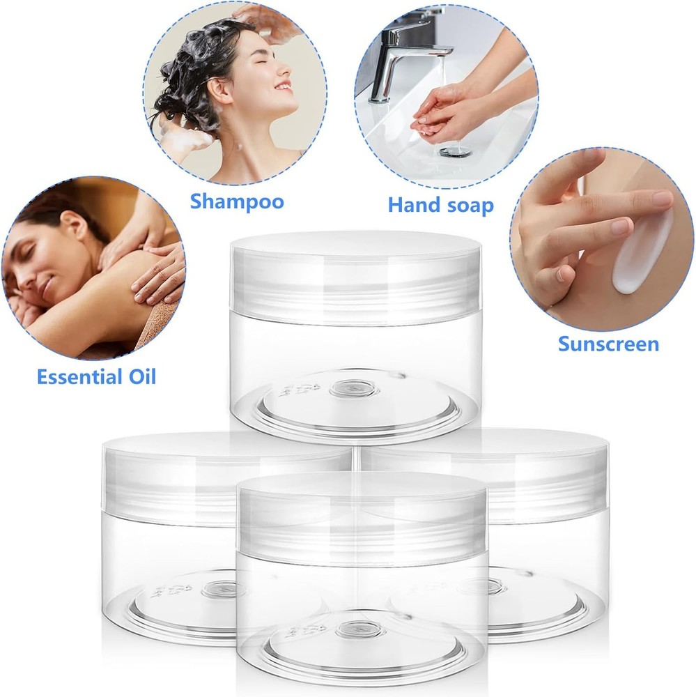 4 Pack 30ml Travel Cream Jars Leakproof Refillable Empty Containers with Labels