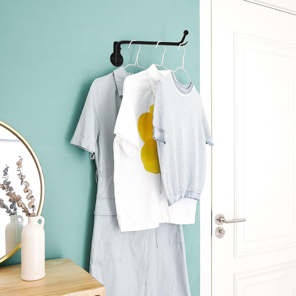 Wall Mounted Drying Rack Laundry Clothes Hanger with Swing Arm Space Saving Meta