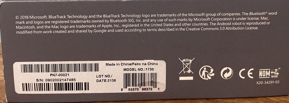 Microsoft Wireless Bluetooth Mobile 3600 Cyan Blue Mouse, NEW SEALED