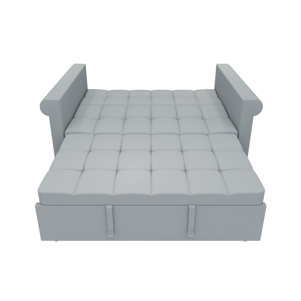 2-Seater Convertible Velvet Loveseat Sofa Bed-Gray Pull-Out,Side Pocket,Compact