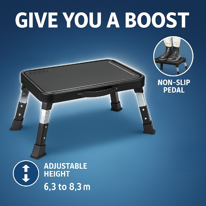 Folding Step Stool Adjustable Height 330Lbs Metal Platform for RV Home Kitchen