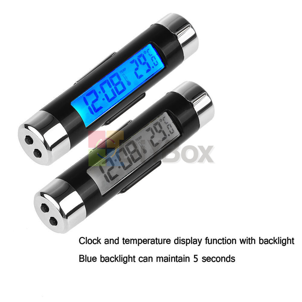 2in1 Digital LED Car Clock Thermometer Temperature LCD Backlight Without Battery