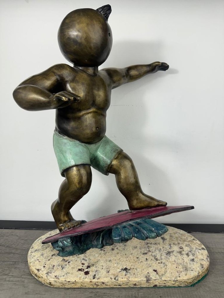 MAIKER BRONZE SCULPTURE " SURFER " SIGNED AND NUMBERED